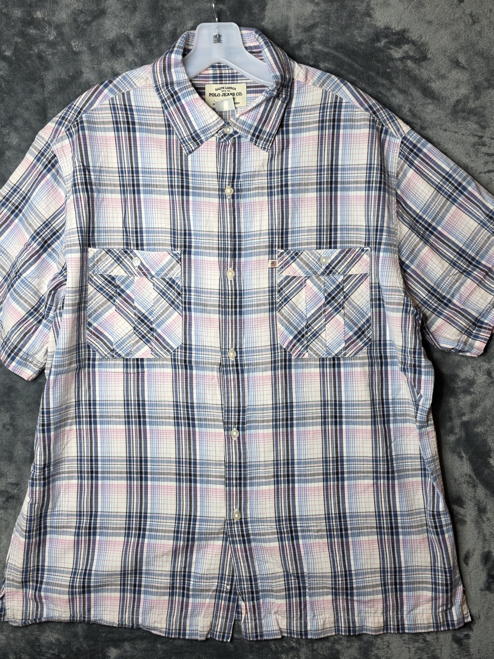 Ralph Lauren Polo Jeans Pink & Blue Plaid Short-Sleeve Button-Down Shirt